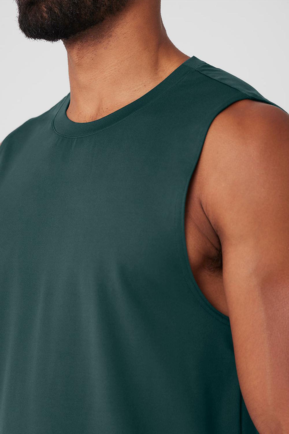 Alo Yoga Conquer Muscle Uomo Tank Verdi | Italia  IOB-431526