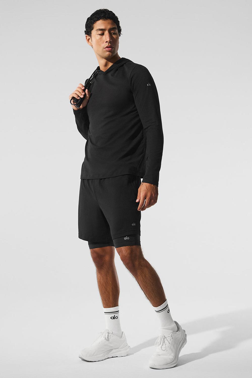Alo Yoga Conquer React 2-In-1 Performance Uomo Short Nere Nere | Italia  BYU-310694