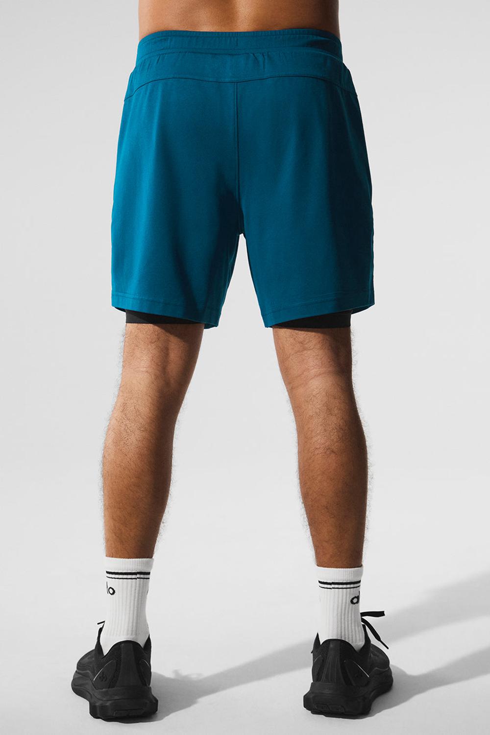 Alo Yoga Conquer React 2-In-1 Performance Uomo Short Blu Nere | Italia  AOX-407351