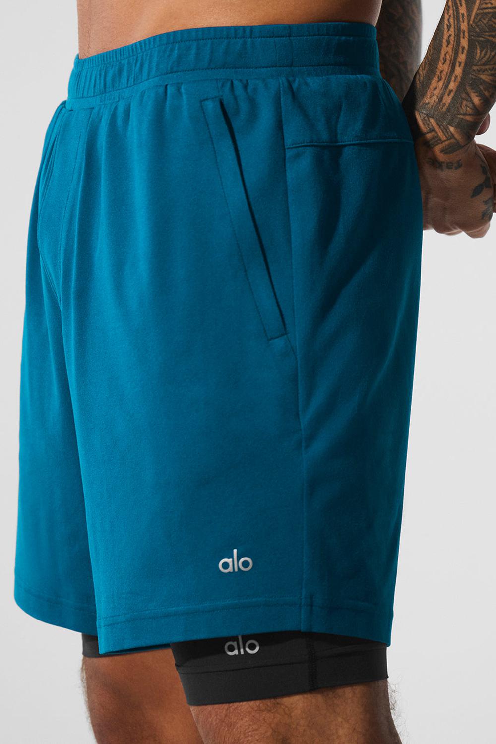 Alo Yoga Conquer React 2-In-1 Performance Uomo Short Blu Nere | Italia  AOX-407351