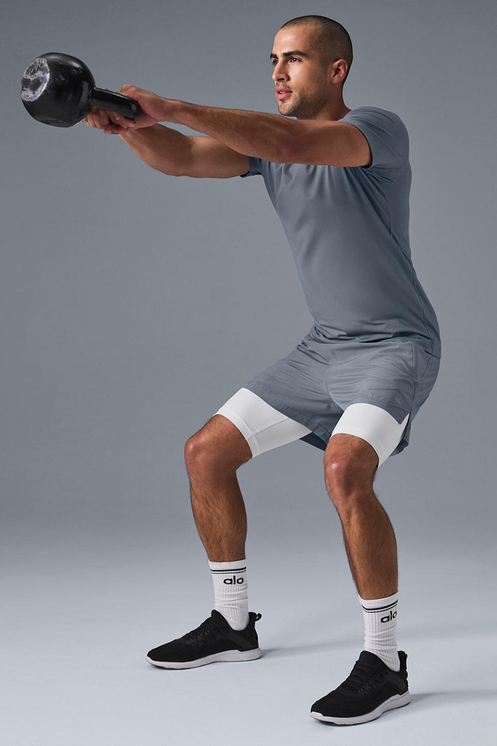 Alo Yoga Conquer Reform Crewneck Sleeve Uomo Short Sleeve Grigie | Italia  PIE-270463