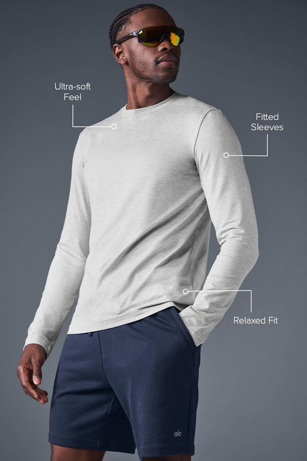 Alo Yoga Conquer Reform Crewneck Uomo Maniche Lunghe Grigie | Italia  UDH-936580