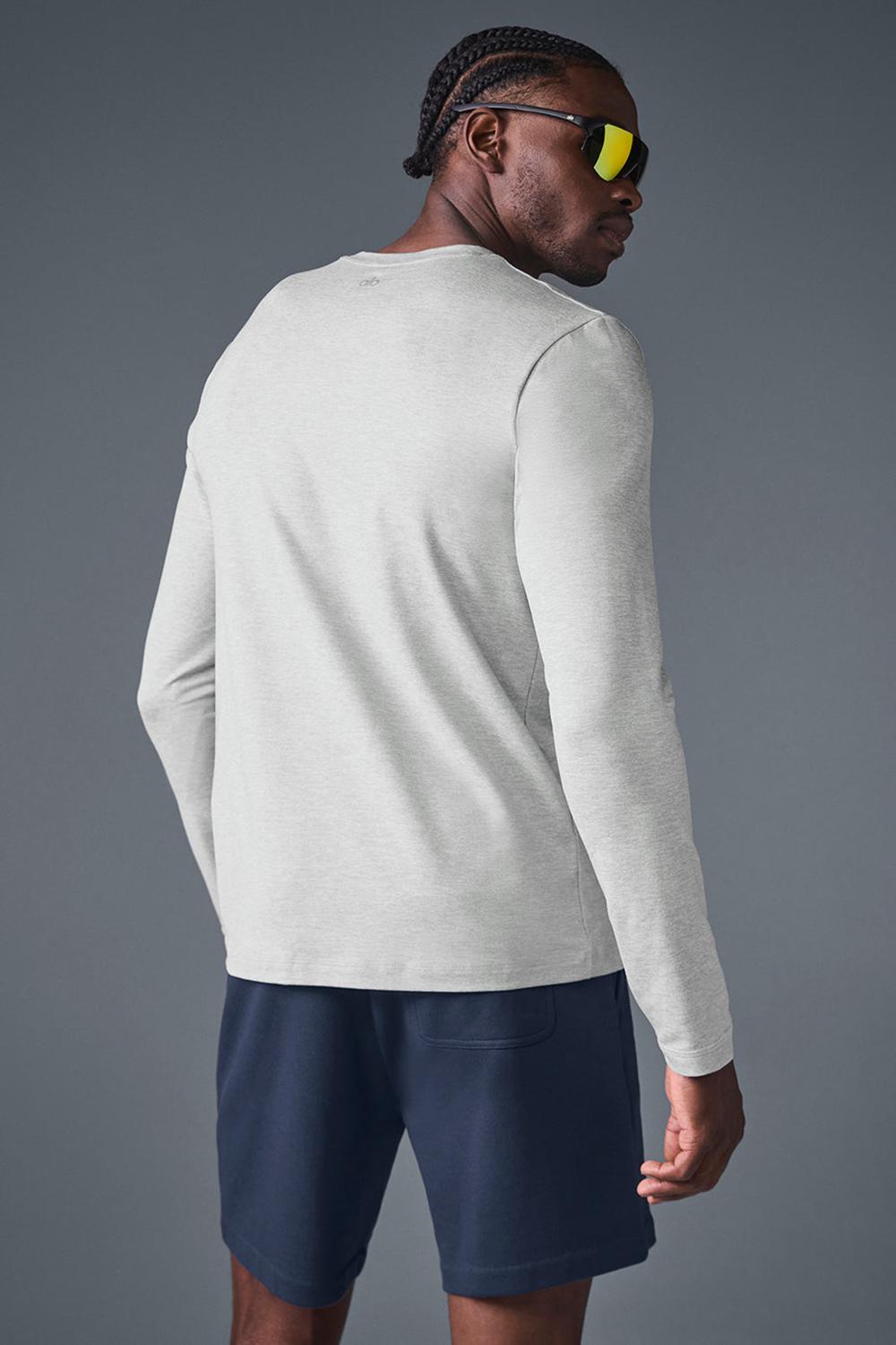 Alo Yoga Conquer Reform Crewneck Uomo Maniche Lunghe Grigie | Italia  UDH-936580