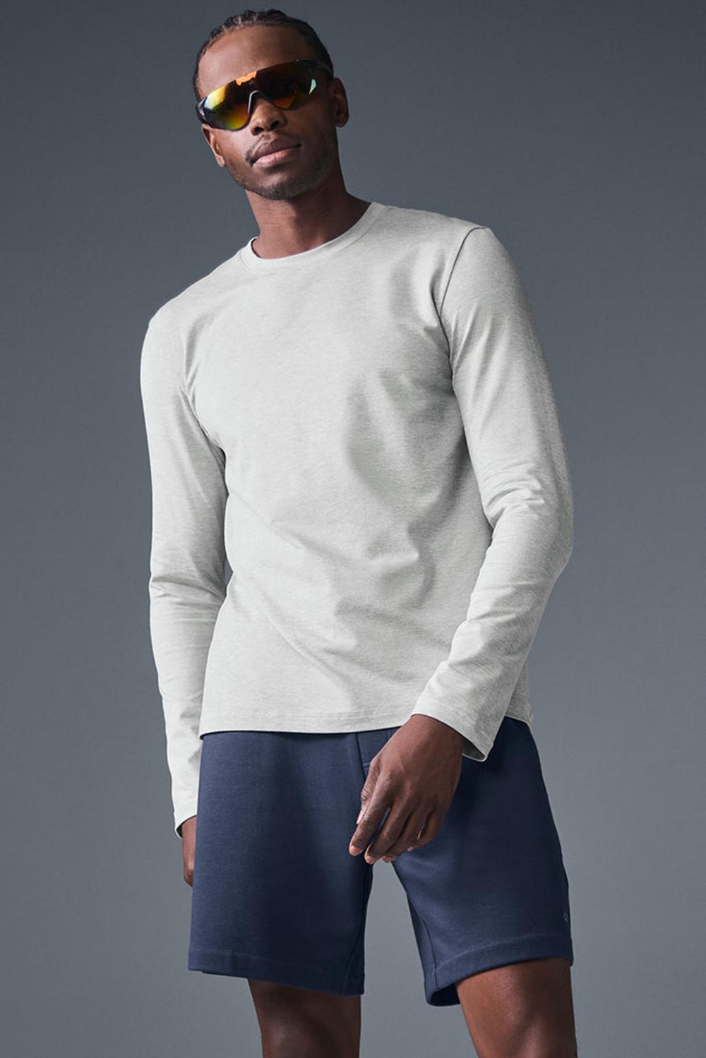 Alo Yoga Conquer Reform Crewneck Uomo Maniche Lunghe Grigie | Italia  UDH-936580