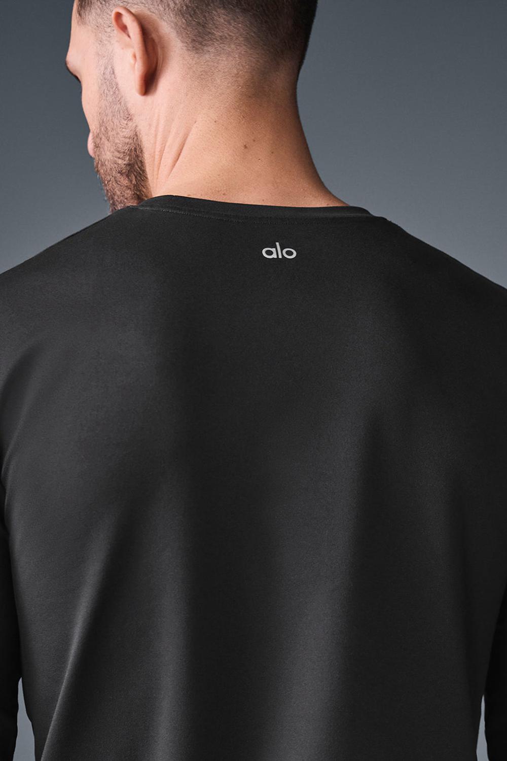 Alo Yoga Conquer Reform Crewneck Uomo Maniche Lunghe Nere | Italia  GTN-504213
