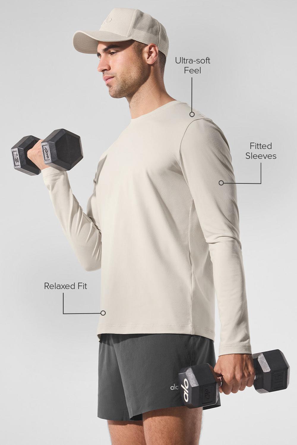 Alo Yoga Conquer Reform Crewneck Uomo Maniche Lunghe Bone | Italia  KQN-351689