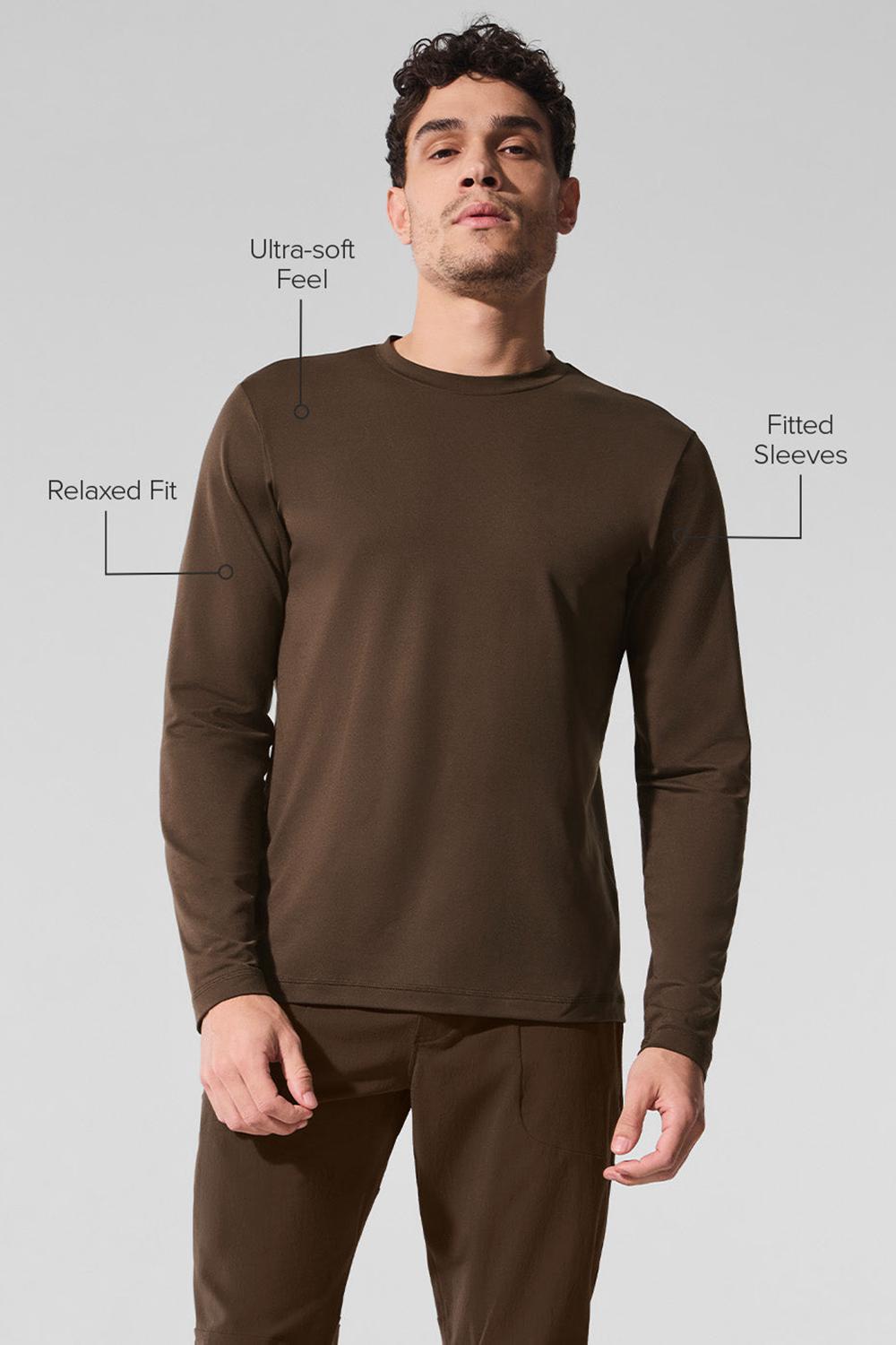 Alo Yoga Conquer Reform Crewneck Uomo Maniche Lunghe Espresso | Italia  KVS-471352