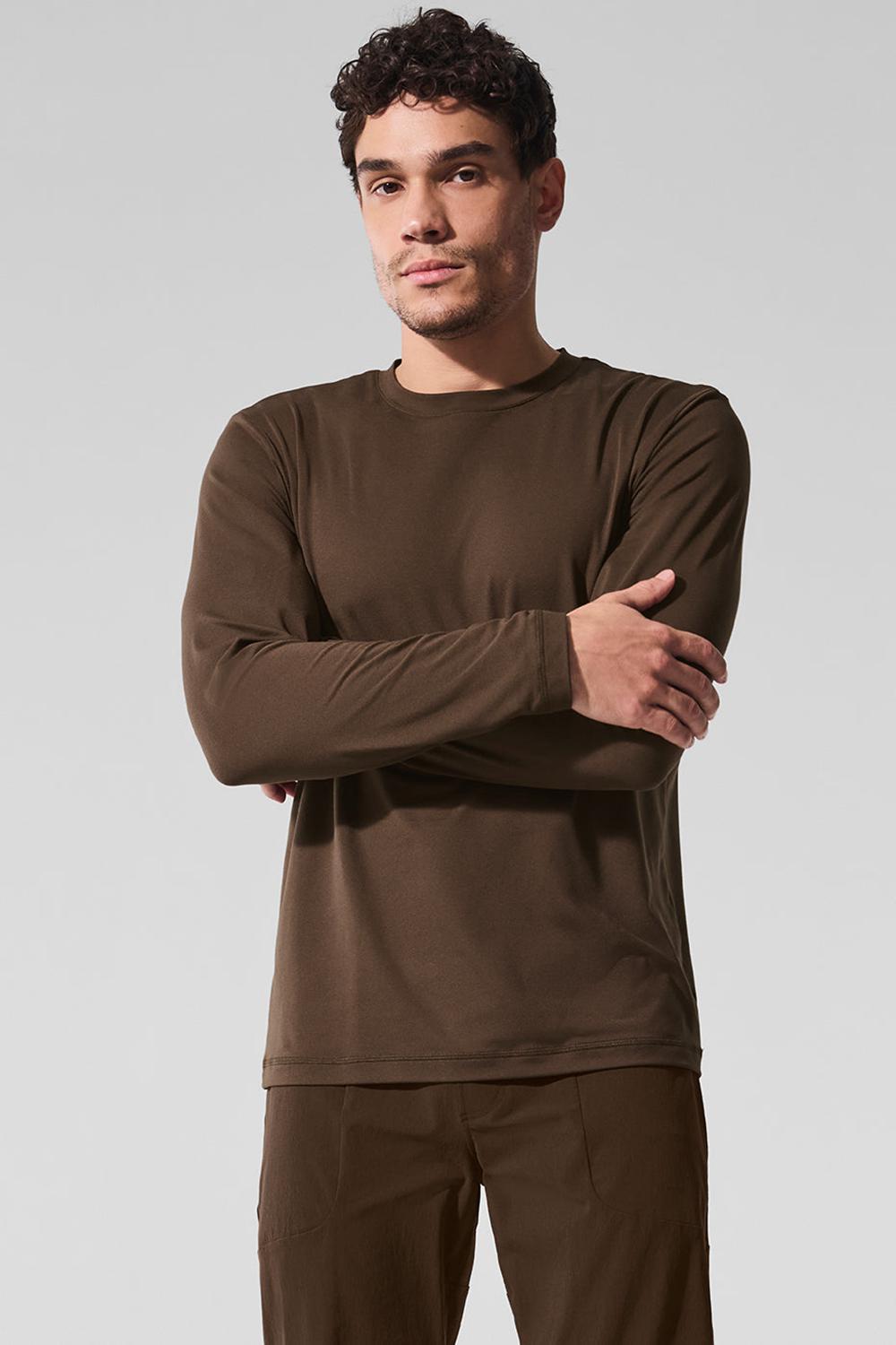 Alo Yoga Conquer Reform Crewneck Uomo Maniche Lunghe Espresso | Italia  KVS-471352