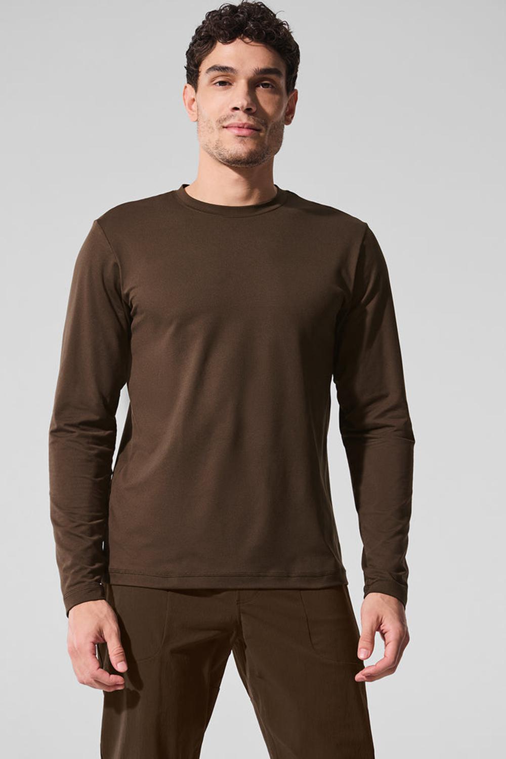 Alo Yoga Conquer Reform Crewneck Uomo Maniche Lunghe Espresso | Italia  KVS-471352