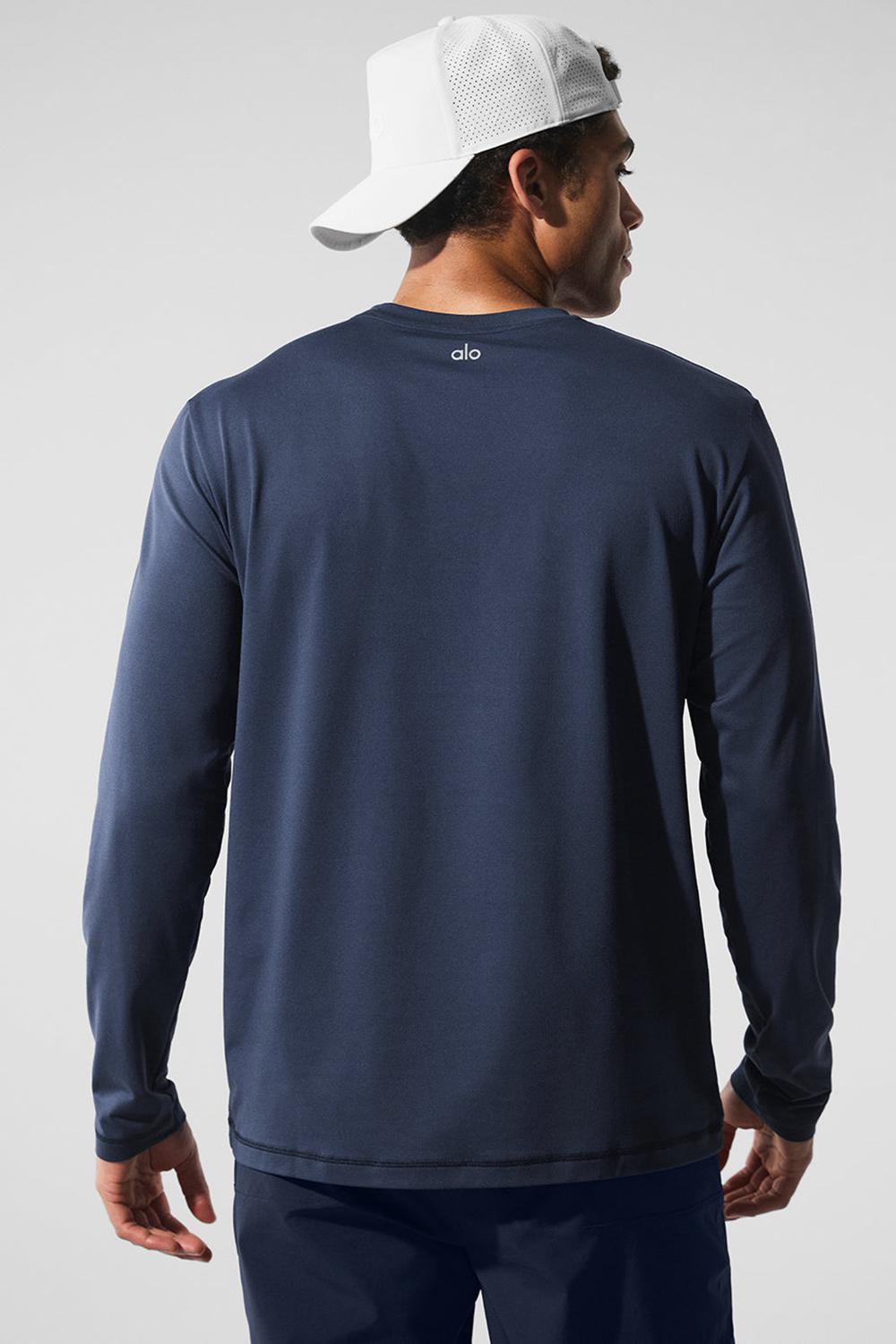 Alo Yoga Conquer Reform Crewneck Uomo Maniche Lunghe Blu Marino | Italia  SJG-132850