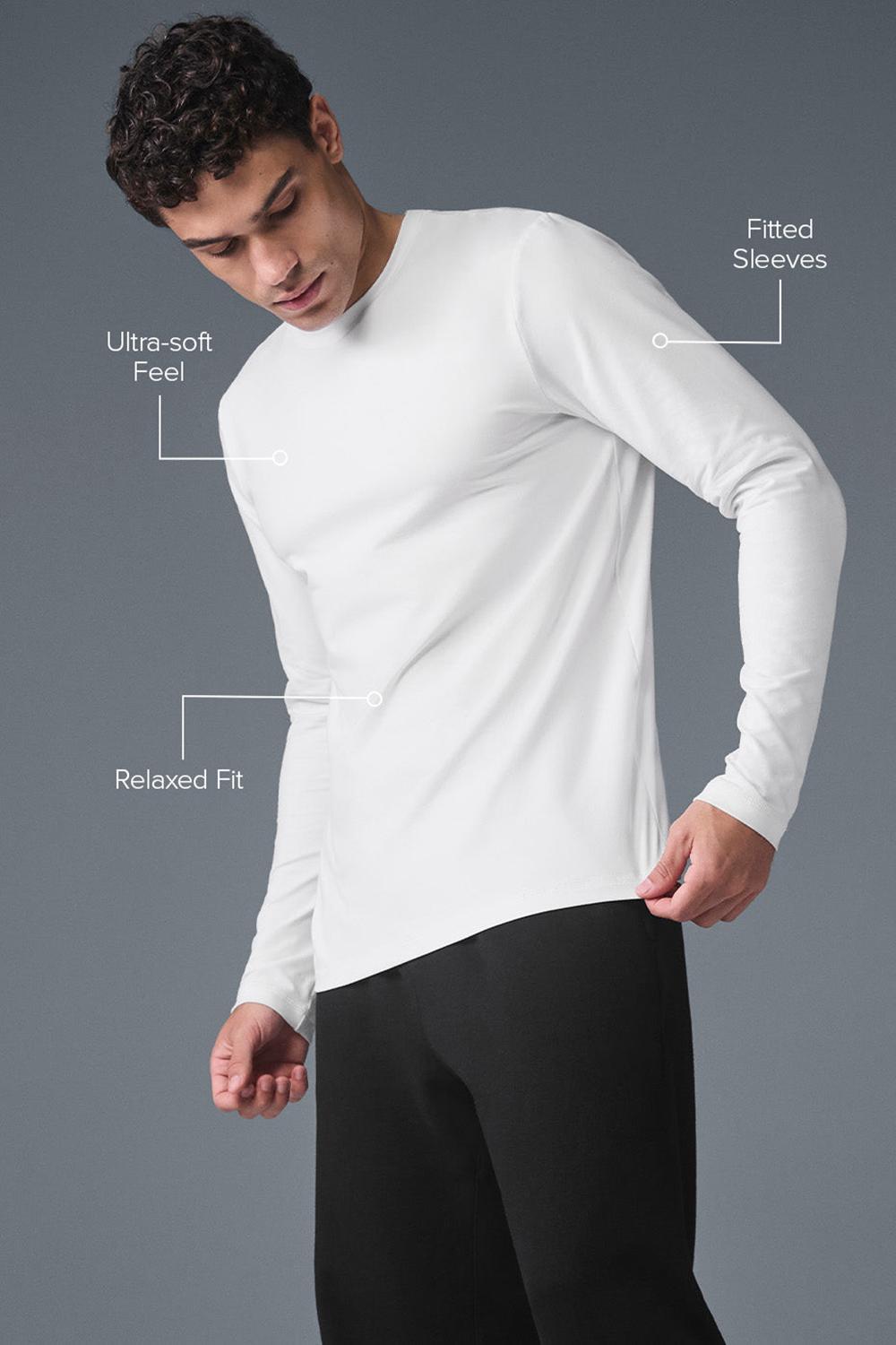 Alo Yoga Conquer Reform Crewneck Uomo Maniche Lunghe Bianche | Italia  VPB-217903