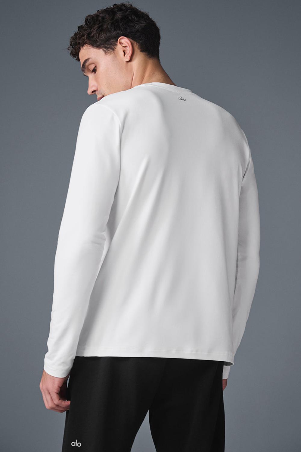Alo Yoga Conquer Reform Crewneck Uomo Maniche Lunghe Bianche | Italia  VPB-217903