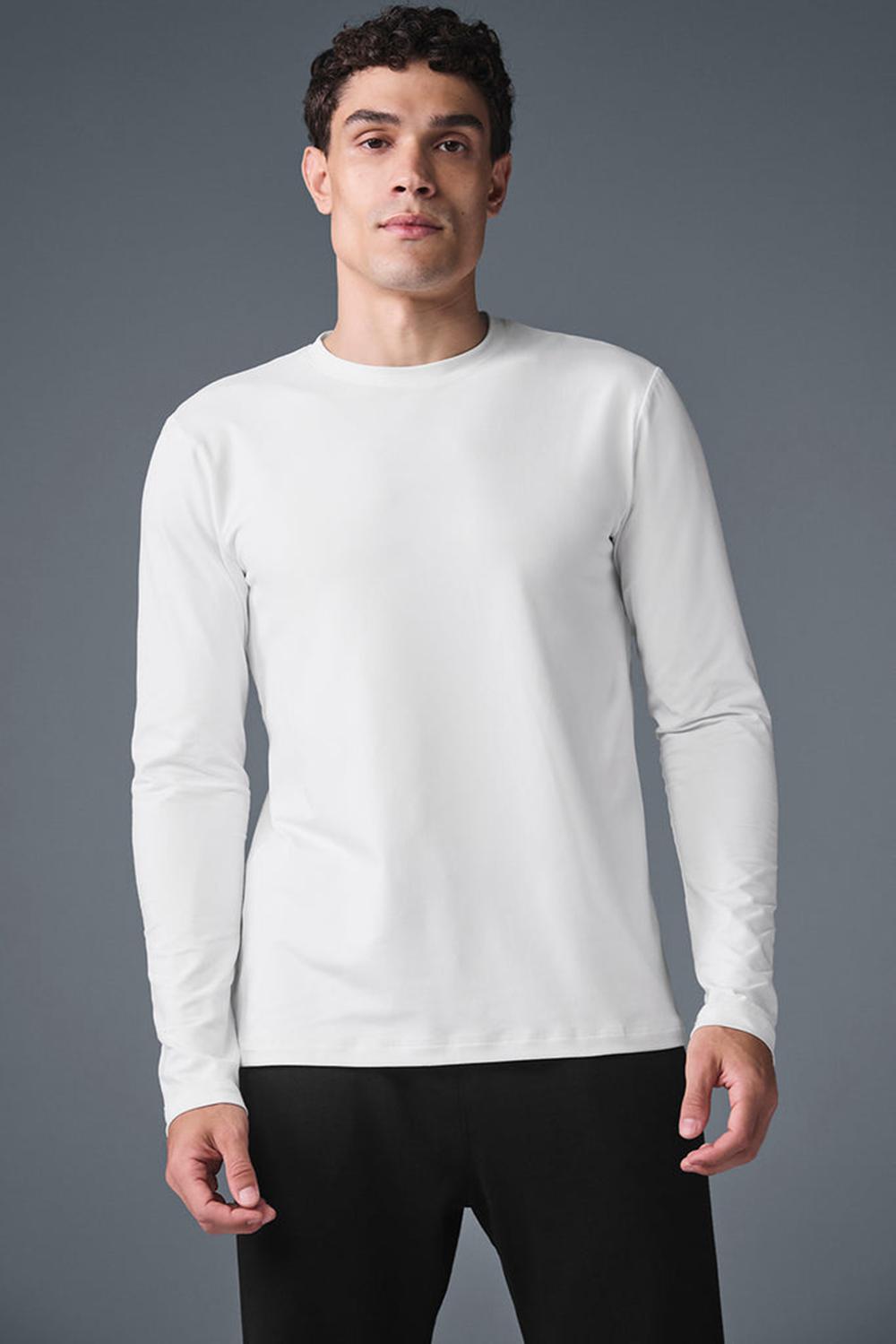Alo Yoga Conquer Reform Crewneck Uomo Maniche Lunghe Bianche | Italia  VPB-217903