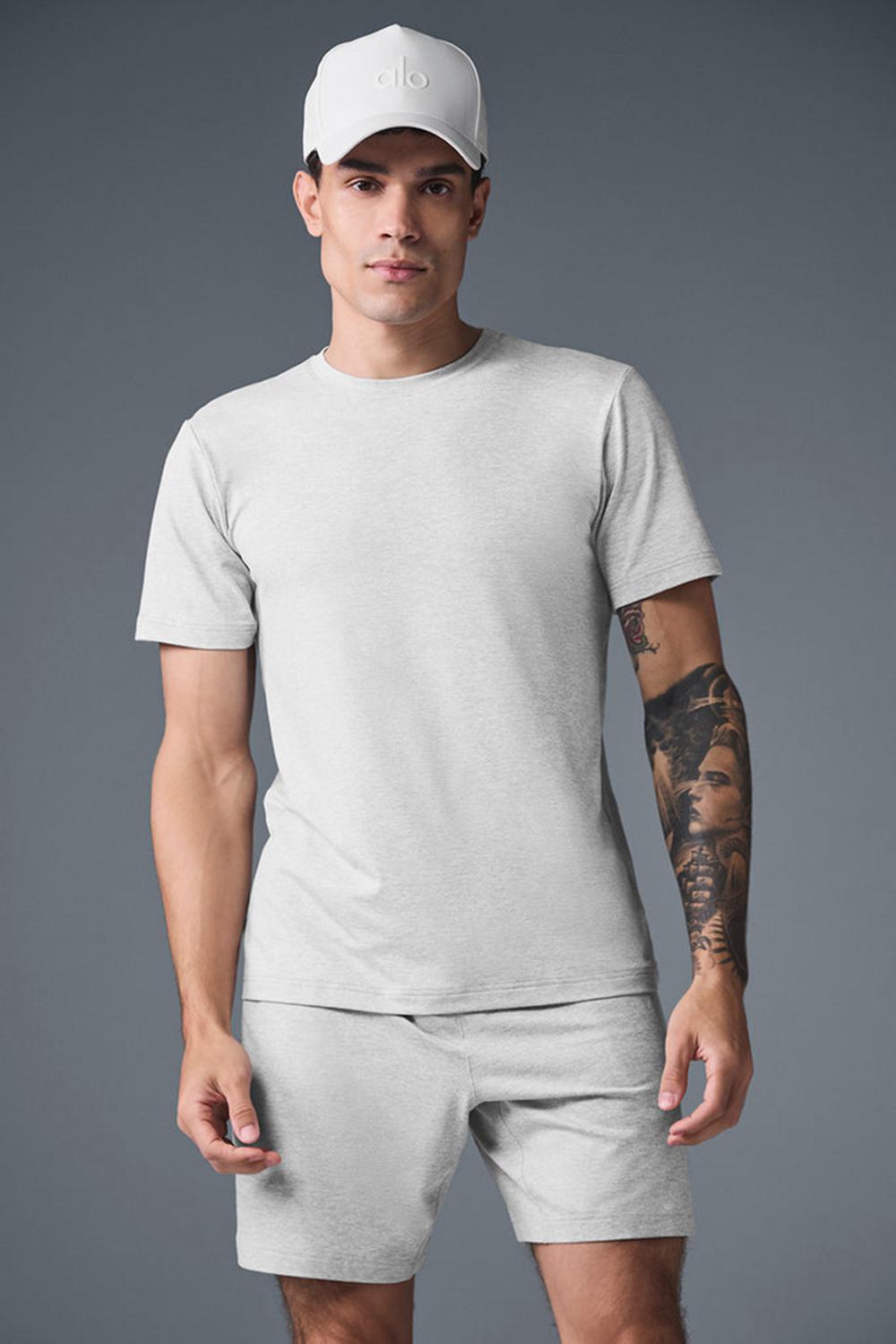 Alo Yoga Conquer Reform Crewneck Uomo Short Sleeve Grigie | Italia  CND-791208