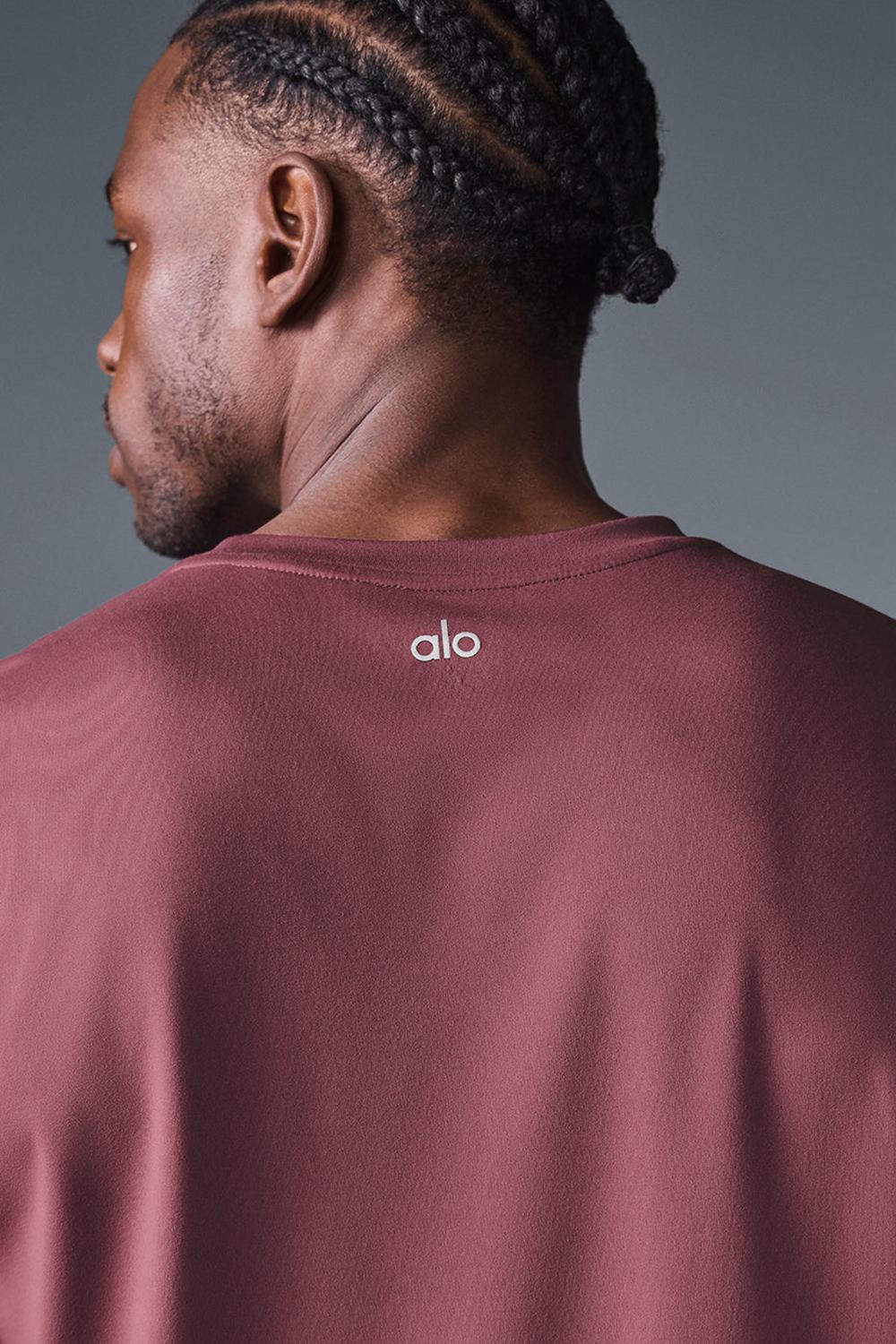 Alo Yoga Conquer Reform Crewneck Uomo Short Sleeve Bordeaux | Italia  AJE-716324