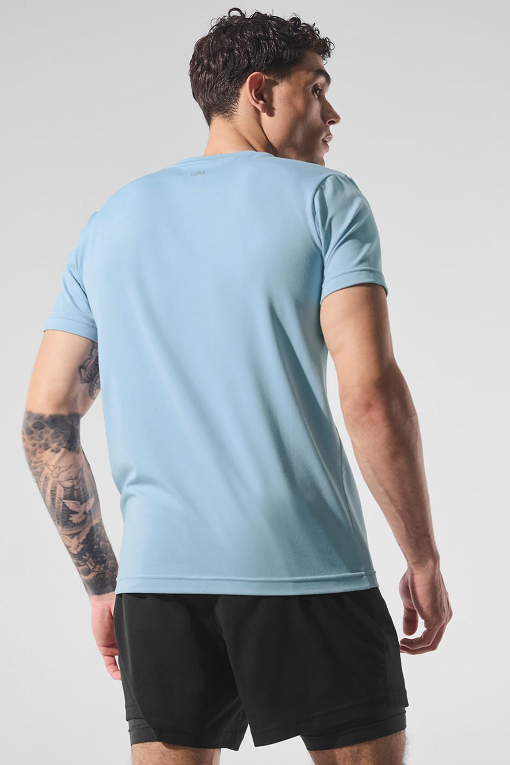 Alo Yoga Conquer Reform Crewneck Uomo Short Sleeve Blu | Italia  RWG-462710