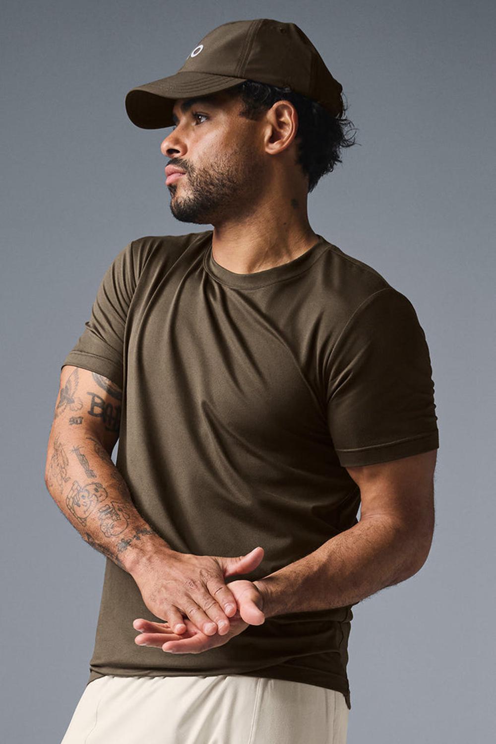 Alo Yoga Conquer Reform Crewneck Uomo Short Sleeve Espresso | Italia  TUS-374806
