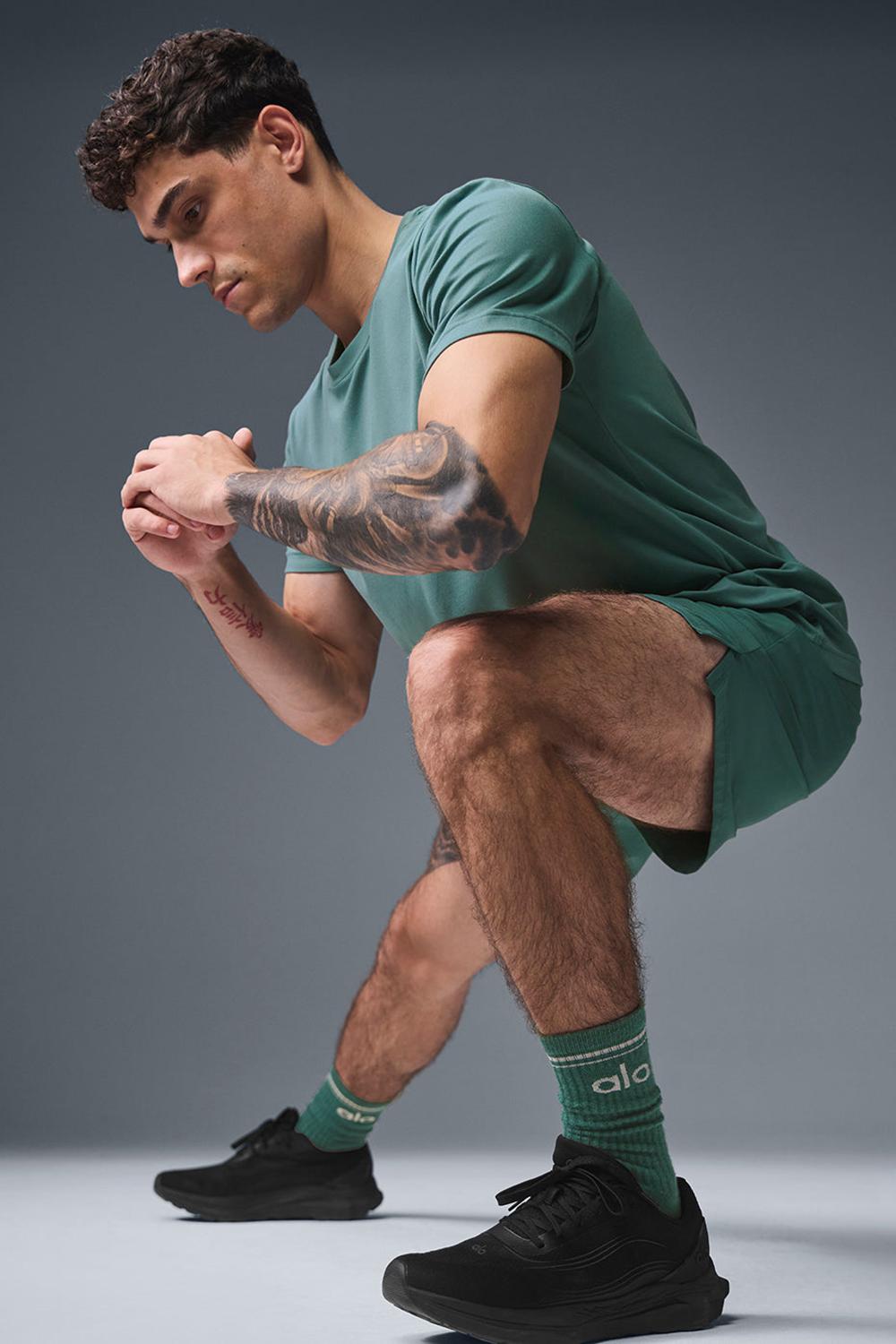 Alo Yoga Conquer Reform Crewneck Uomo Short Sleeve Winter Ivy | Italia  YNE-938254