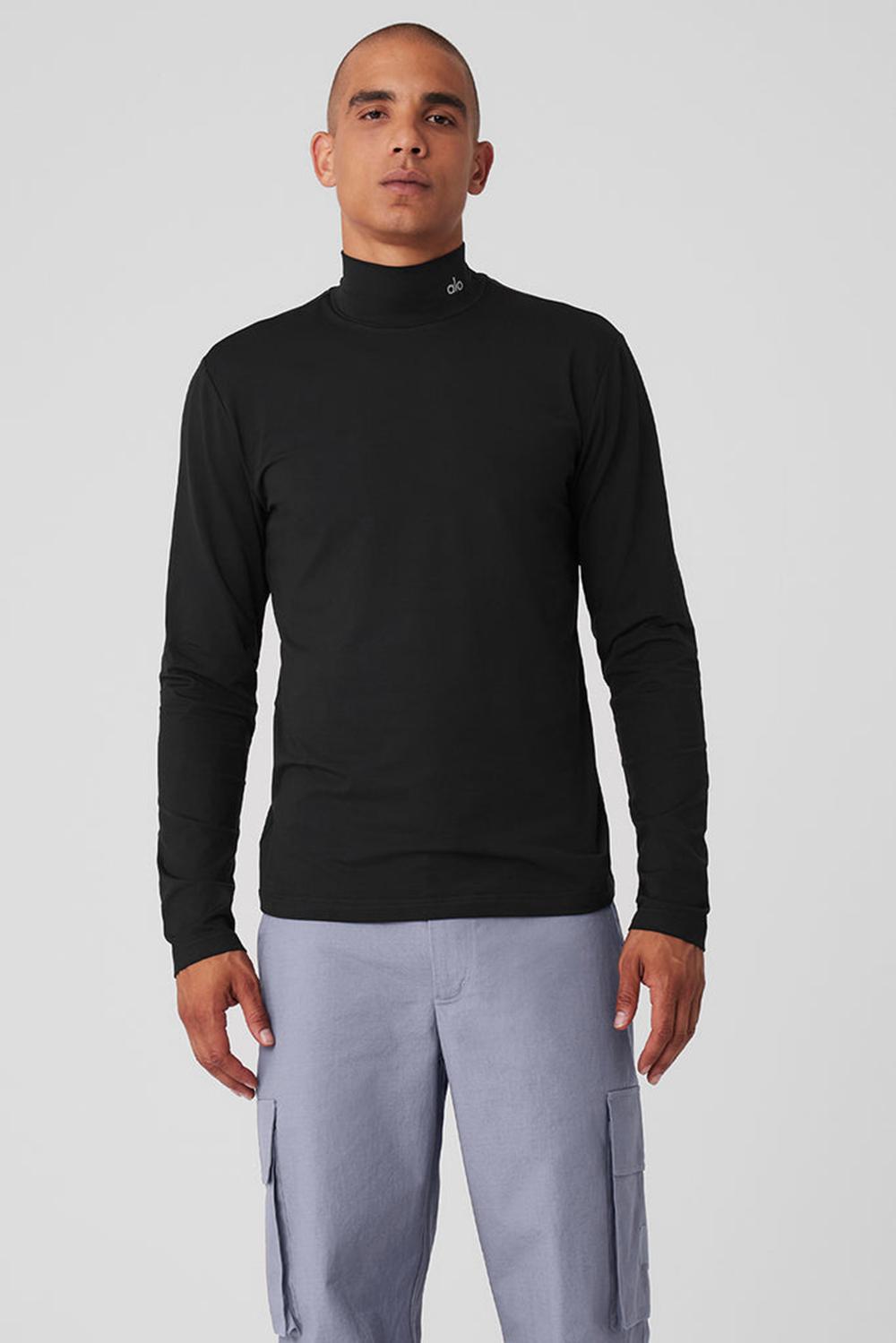 Alo Yoga Conquer Reform Mock Neck Uomo Maniche Lunghe Nere | Italia  HRG-637210