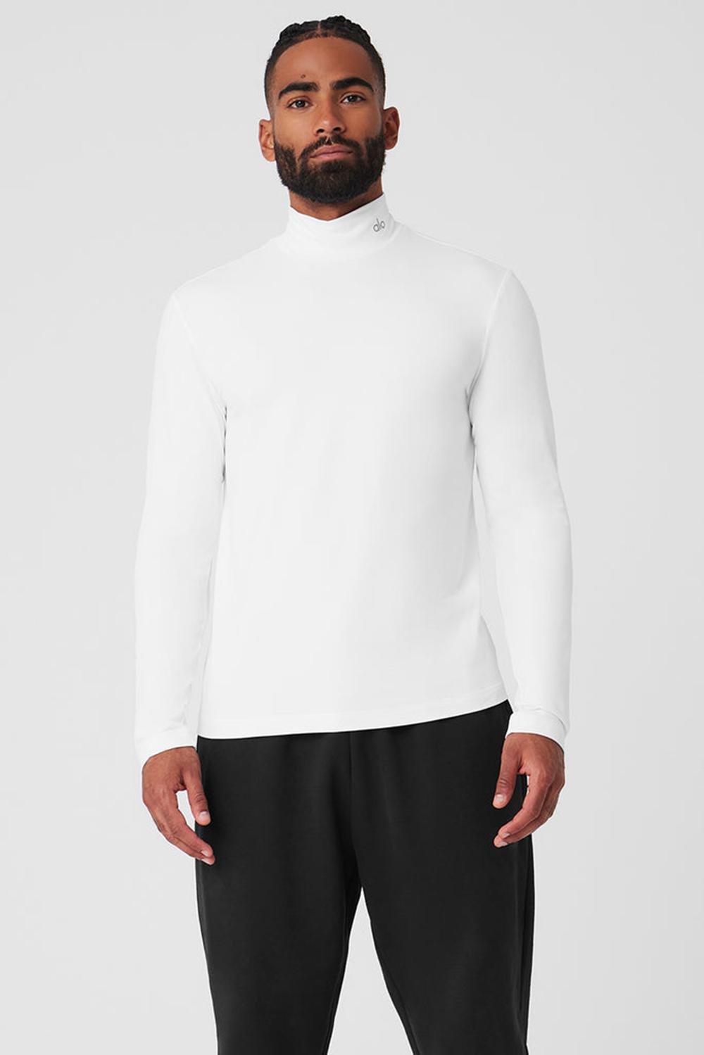 Alo Yoga Conquer Reform Mock Neck Uomo Maniche Lunghe Bianche | Italia  XEM-940163