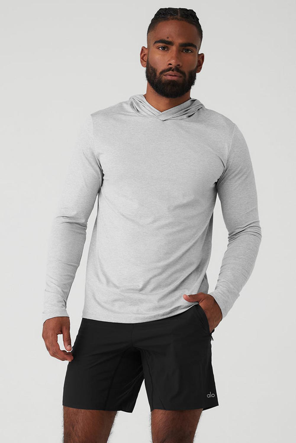 Alo Yoga Conquer Reform With Hood Uomo Maniche Lunghe Grigie | Italia  LZH-208591
