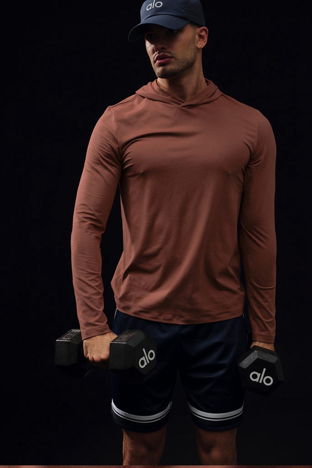 Alo Yoga Conquer Reform With Hood Uomo Maniche Lunghe Chestnut | Italia  RXM-453829