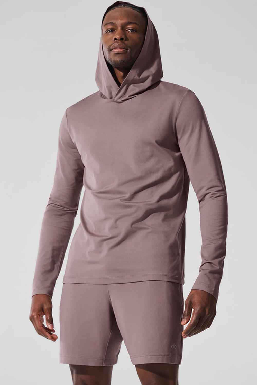 Alo Yoga Conquer Reform With Hood Uomo Maniche Lunghe Mushroom | Italia  ODK-178659