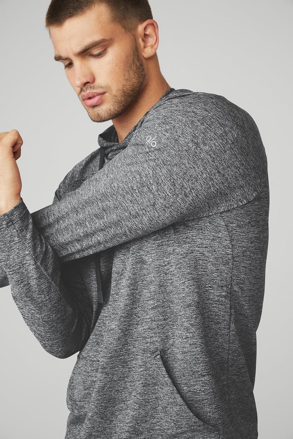 Alo Yoga Conquer Uomo Felpa con Cappuccio Graphite Marl | Italia  ETK-519072