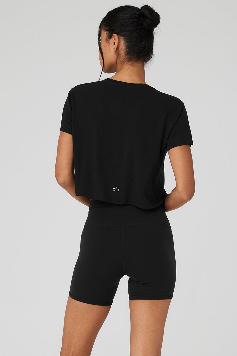 Alo Yoga Cropped All Day Donna Short Sleeve Nere | Italia  TYQ-593028