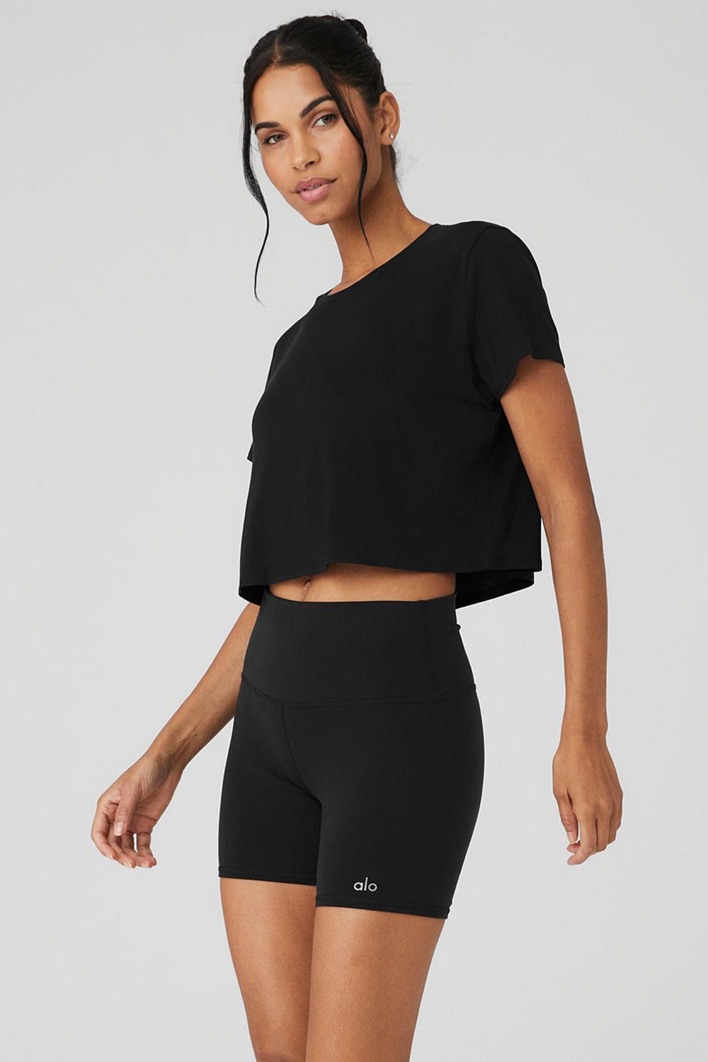 Alo Yoga Cropped All Day Donna Short Sleeve Nere | Italia  TYQ-593028