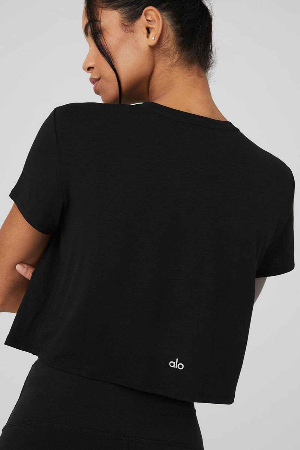 Alo Yoga Cropped All Day Donna Short Sleeve Nere | Italia  TYQ-593028