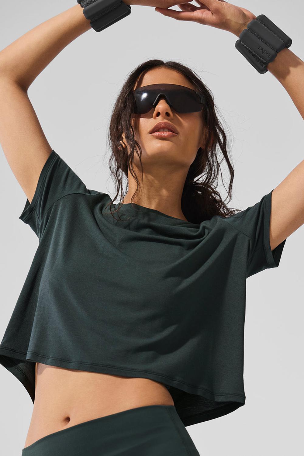 Alo Yoga Cropped All Day Donna Short Sleeve Verdi | Italia  XWQ-360284