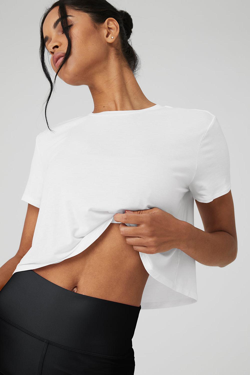 Alo Yoga Cropped All Day Donna Short Sleeve Bianche | Italia  FNV-139426
