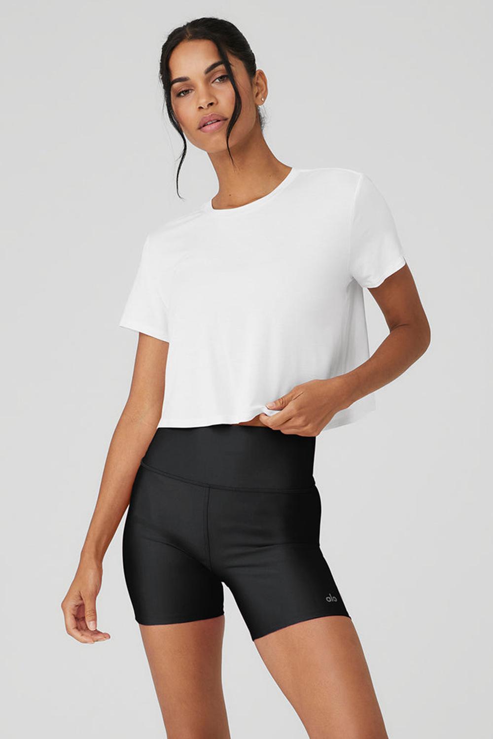 Alo Yoga Cropped All Day Donna Short Sleeve Bianche | Italia  FNV-139426