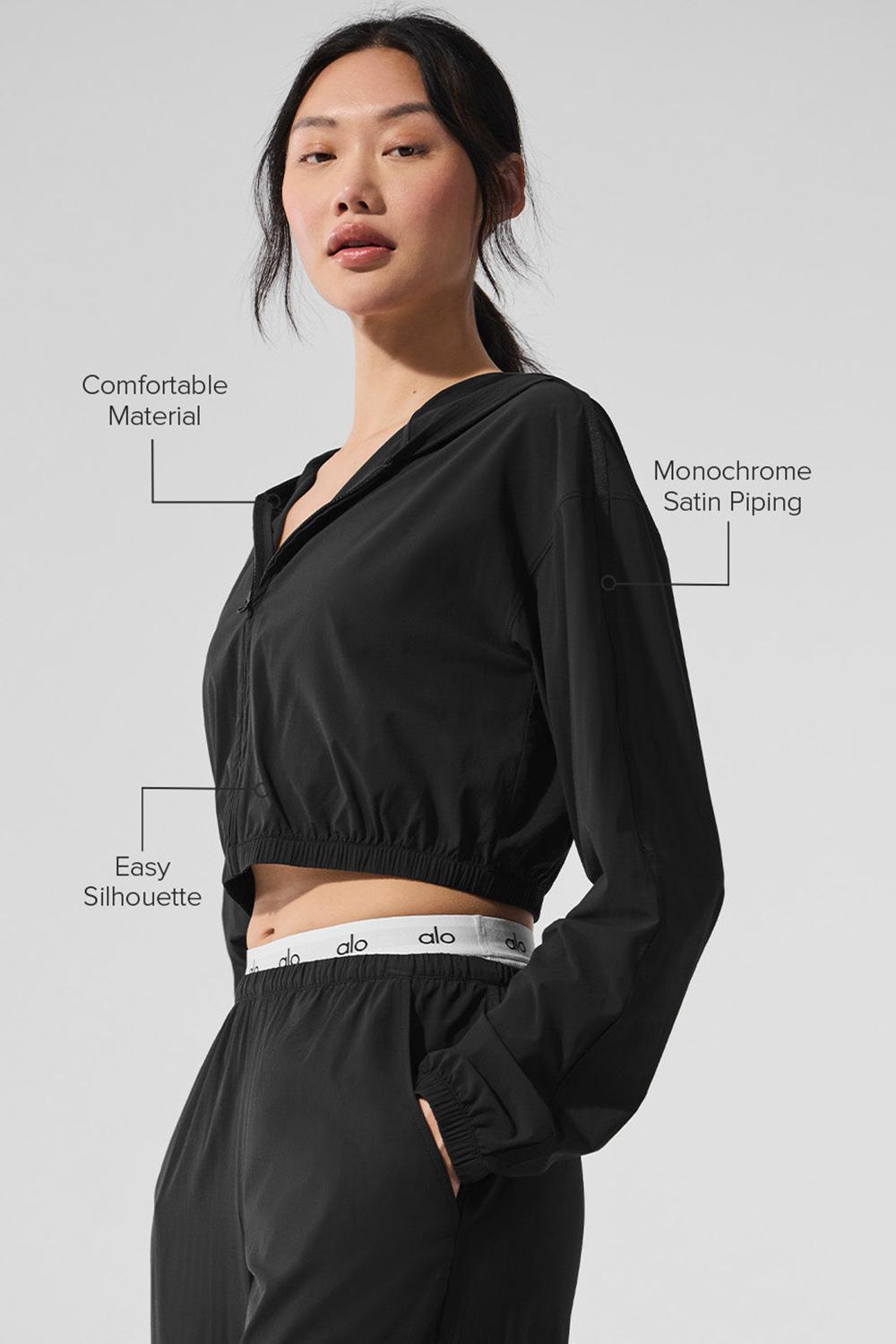 Alo Yoga Cropped Breezy Full-Zip Donna Felpa con Cappuccio Nere | Italia  YEN-904138
