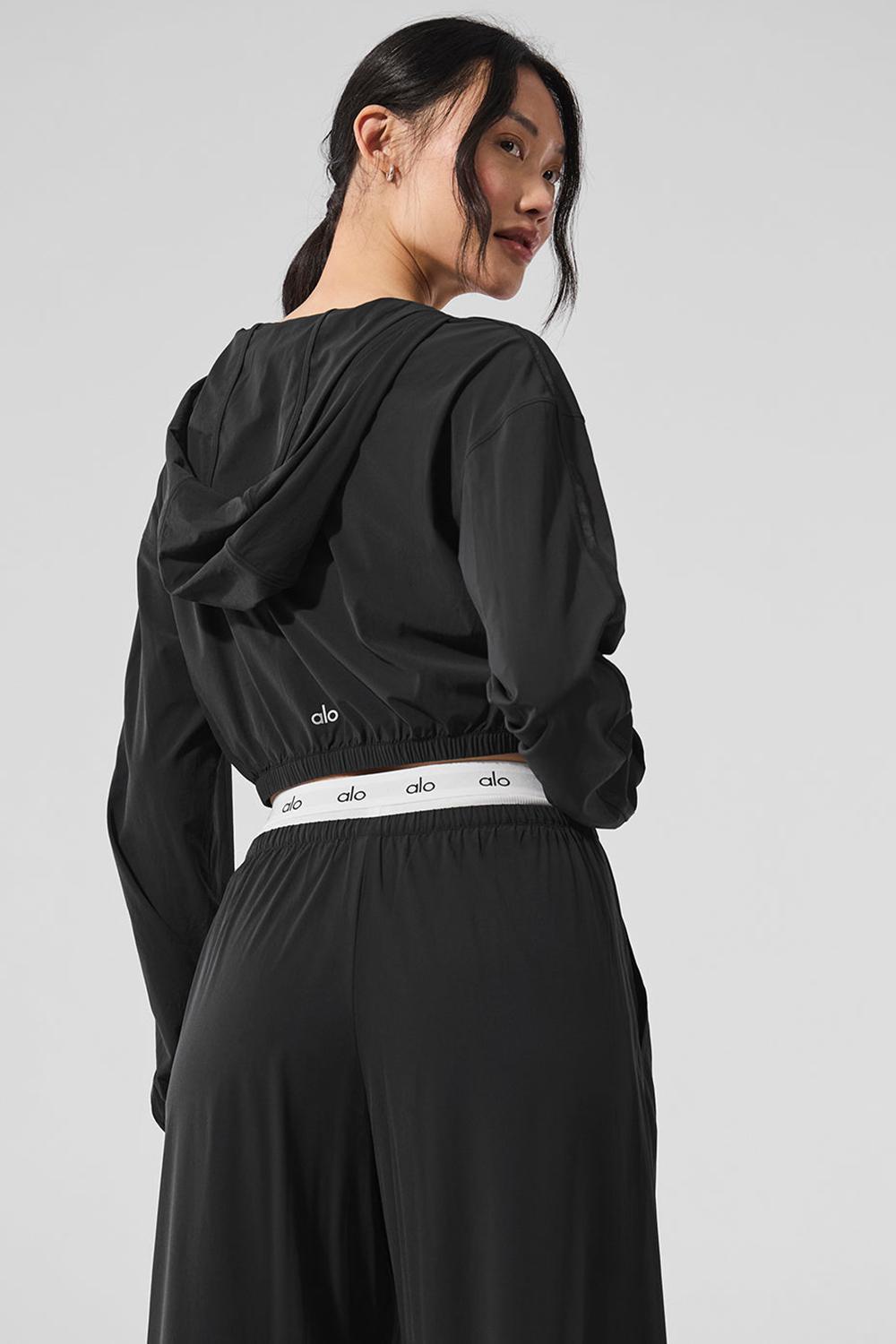 Alo Yoga Cropped Breezy Full-Zip Donna Felpa con Cappuccio Nere | Italia  YEN-904138