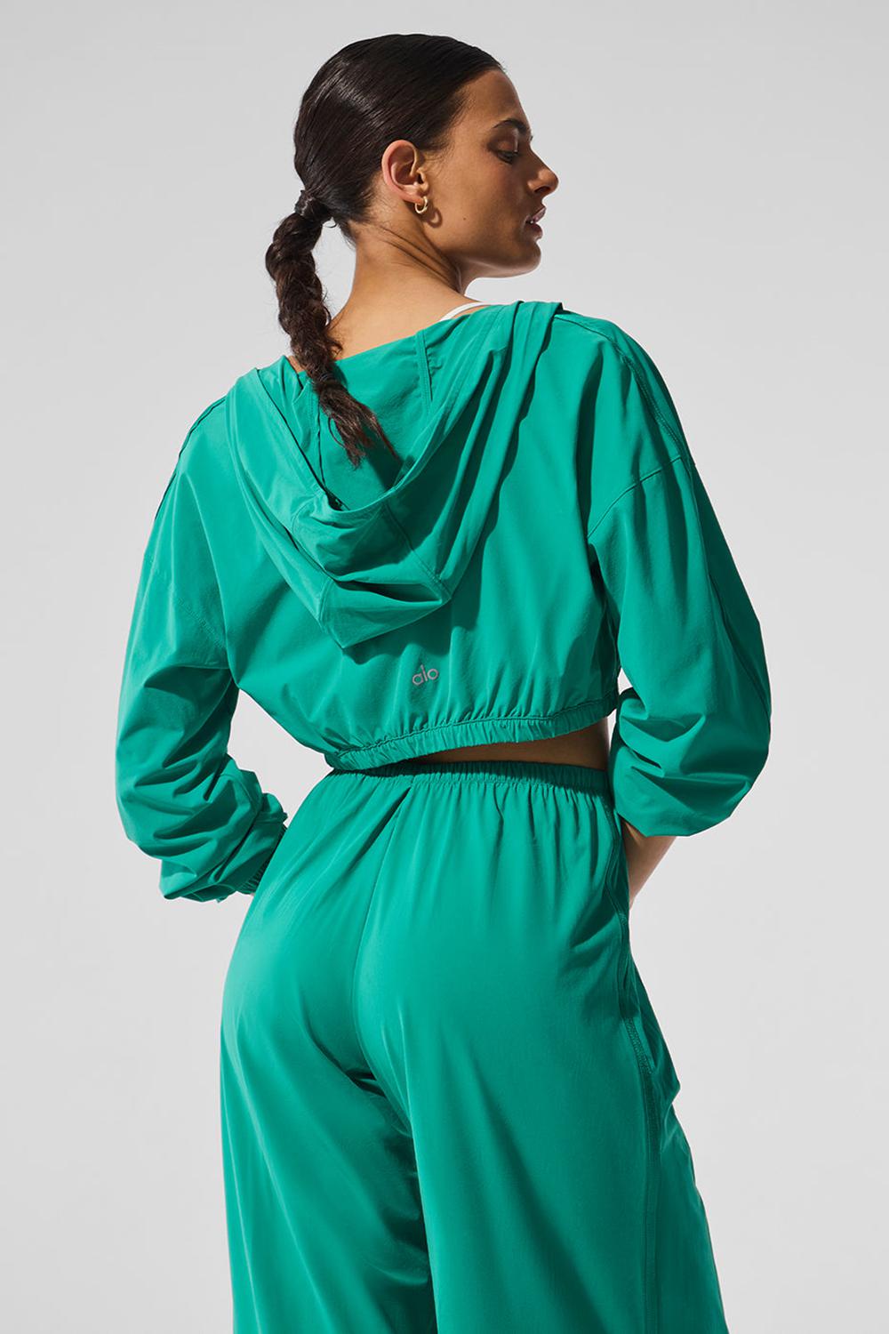 Alo Yoga Cropped Breezy Full-Zip Donna Felpa con Cappuccio Verdi | Italia  NMU-145763