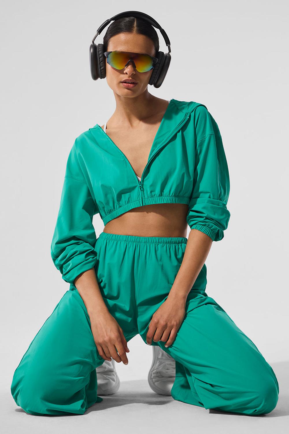 Alo Yoga Cropped Breezy Full-Zip Donna Felpa con Cappuccio Verdi | Italia  NMU-145763