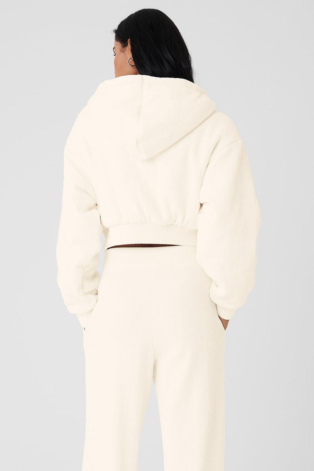 Alo Yoga Cropped Cozy Day Full Zip Donna Giacca Ivory | Italia  YRB-984716