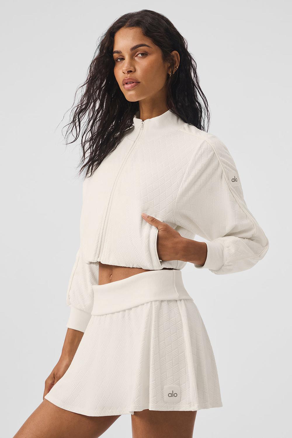 Alo Yoga Cropped Doubles Only Full Zip Donna Giacca Ivory | Italia  LBK-905168