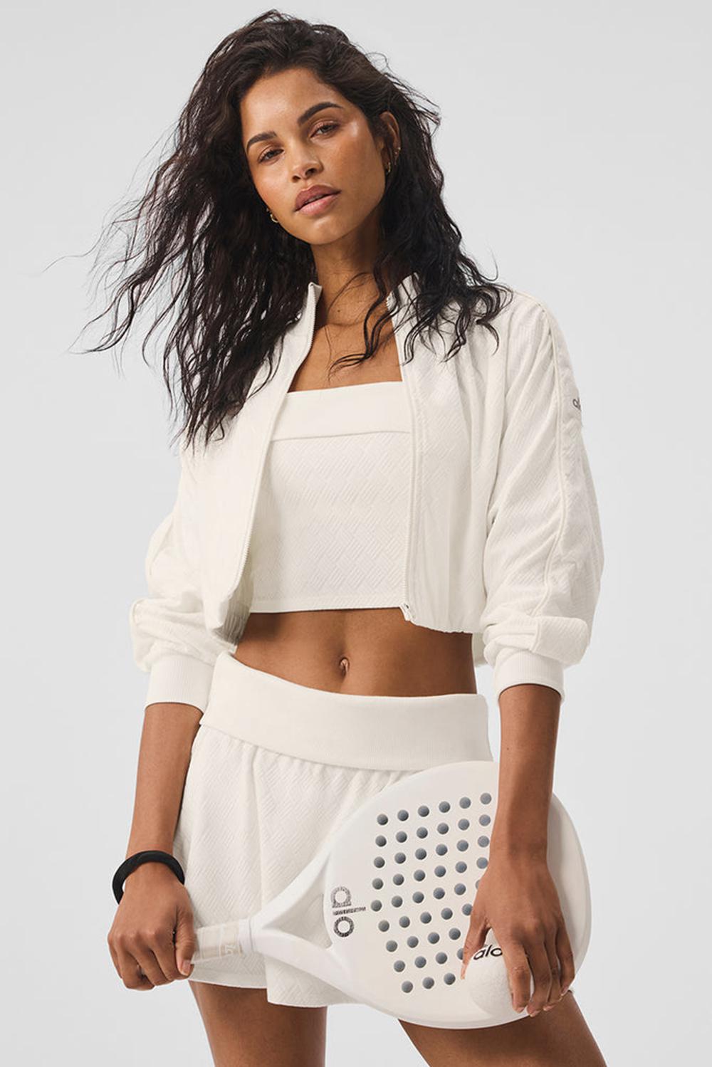 Alo Yoga Cropped Doubles Only Full Zip Donna Giacca Ivory | Italia  LBK-905168