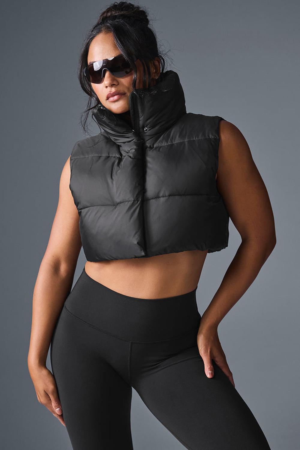 Alo Yoga Cropped Gold Rush Puffer Donna Gilet Nere | Italia  WHX-034651