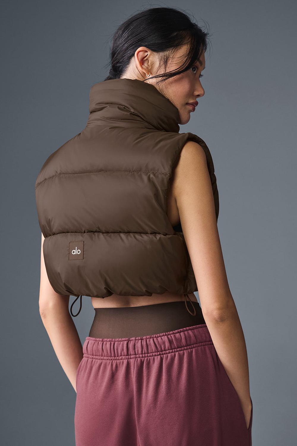 Alo Yoga Cropped Gold Rush Puffer Donna Gilet Espresso | Italia  FNV-701582