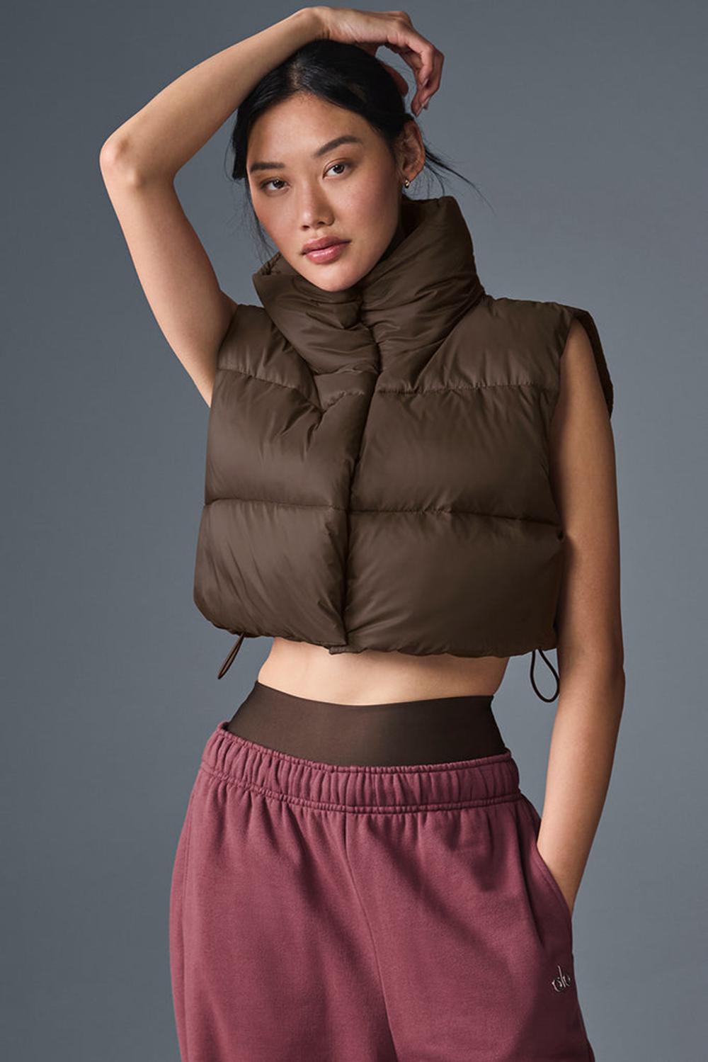Alo Yoga Cropped Gold Rush Puffer Donna Gilet Espresso | Italia  FNV-701582