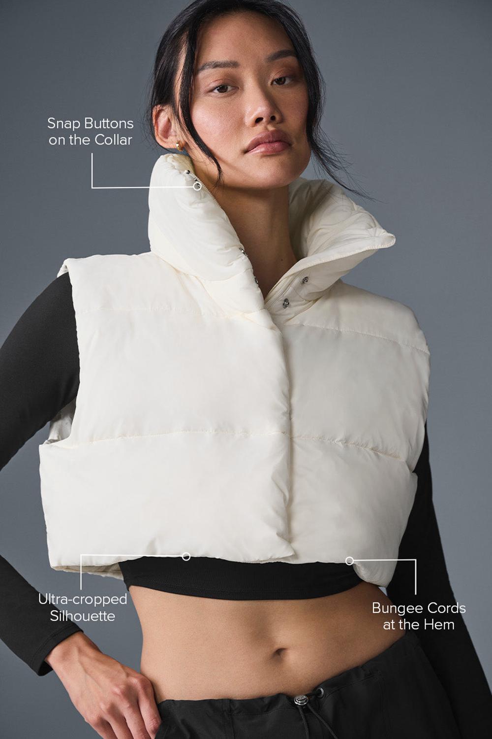 Alo Yoga Cropped Gold Rush Puffer Donna Gilet Ivory | Italia  FQW-593621