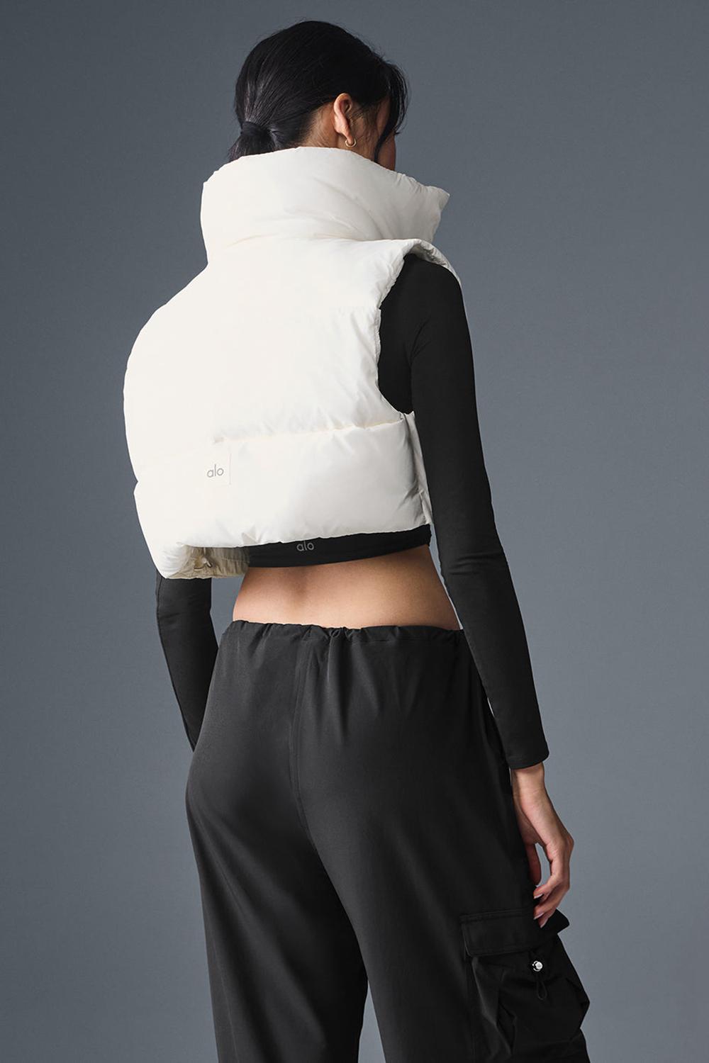 Alo Yoga Cropped Gold Rush Puffer Donna Gilet Ivory | Italia  FQW-593621