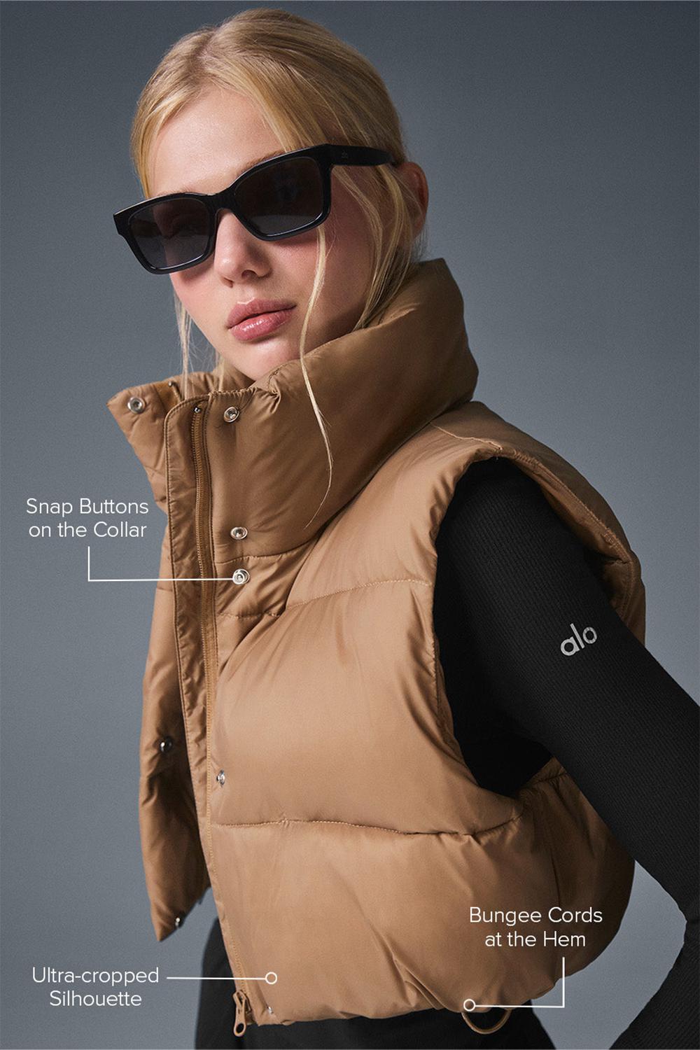 Alo Yoga Cropped Gold Rush Puffer Donna Gilet Toasted Almond | Italia  LEJ-092163