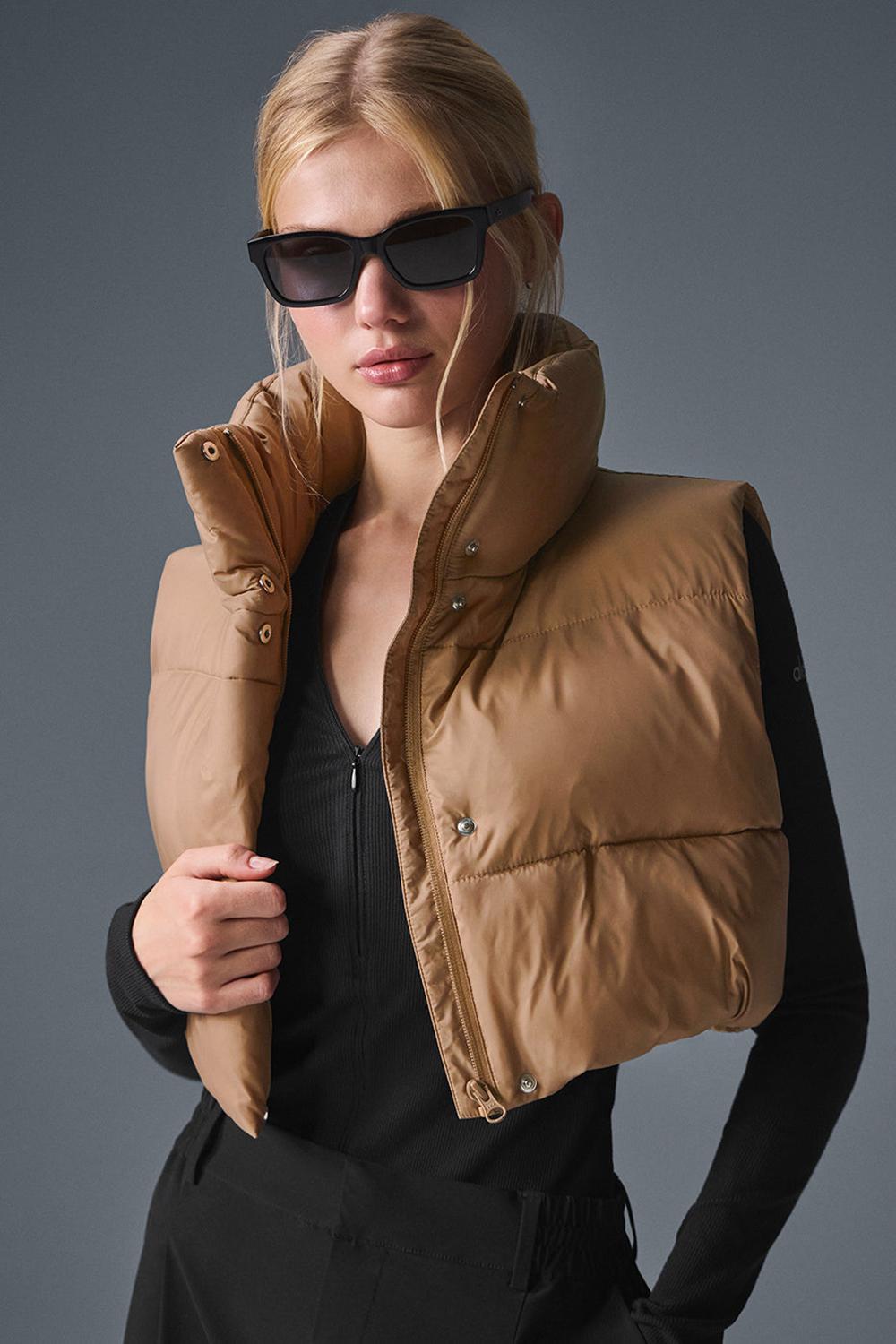 Alo Yoga Cropped Gold Rush Puffer Donna Gilet Toasted Almond | Italia  LEJ-092163