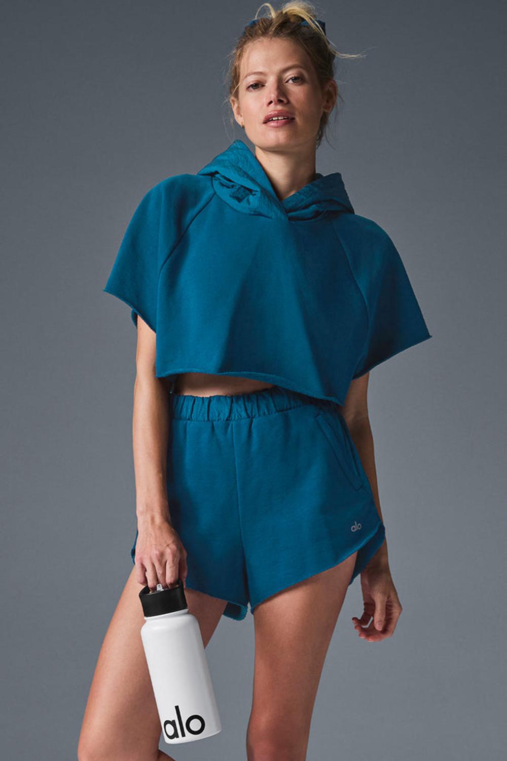 Alo Yoga Cropped In The Air Donna Short Sleeve Blu | Italia  JYM-492310