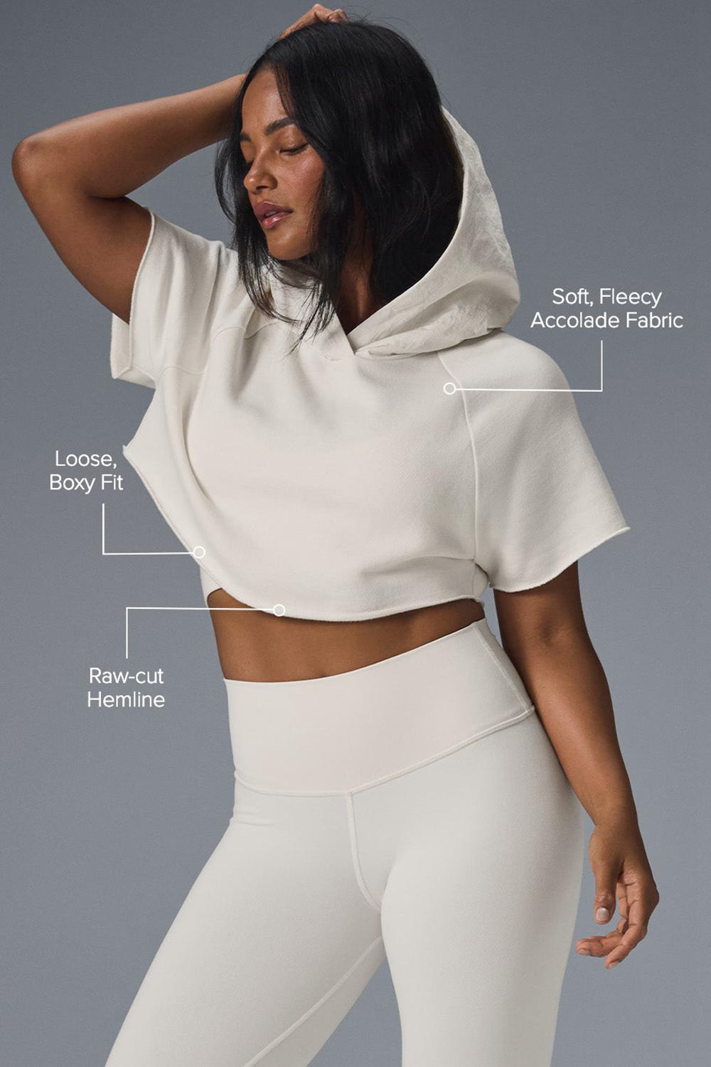 Alo Yoga Cropped In The Air Donna Short Sleeve Ivory | Italia  XWD-048956
